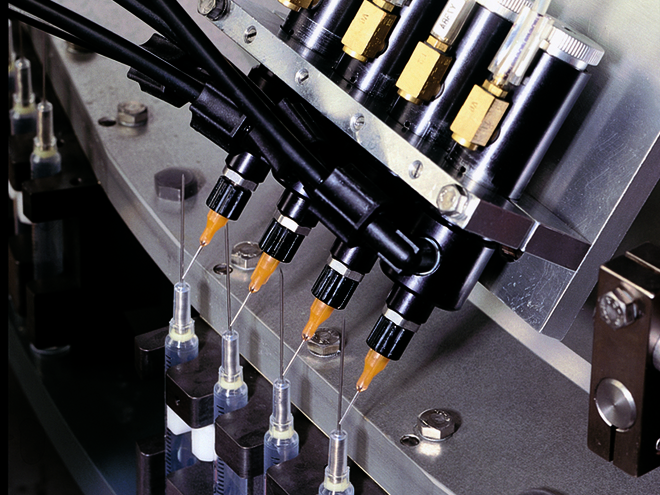 741V: UV-cure Dispensing Station on Medical Production Turntable